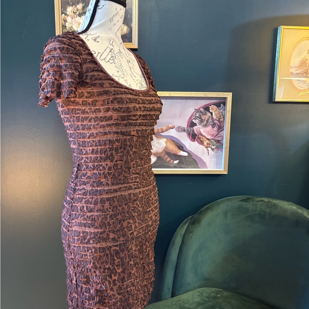 Betsey Johnson Brown Textured Mini Dress